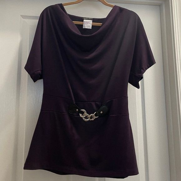 Rachel Adams Women's Short Sleeve Waterfall Neckline Blouse Size S Black - Picture 1 of 3